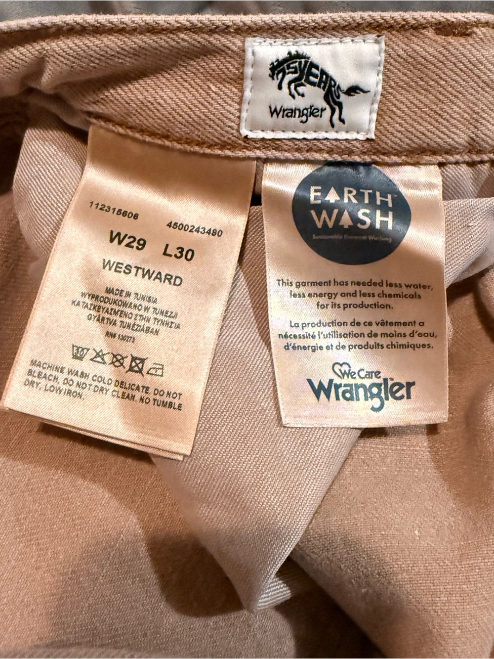 Wrangler Westward High Rise Bootcut Jeans Tan Khaki Earth Wash Size 29 NWOT - Picture 6 of 10